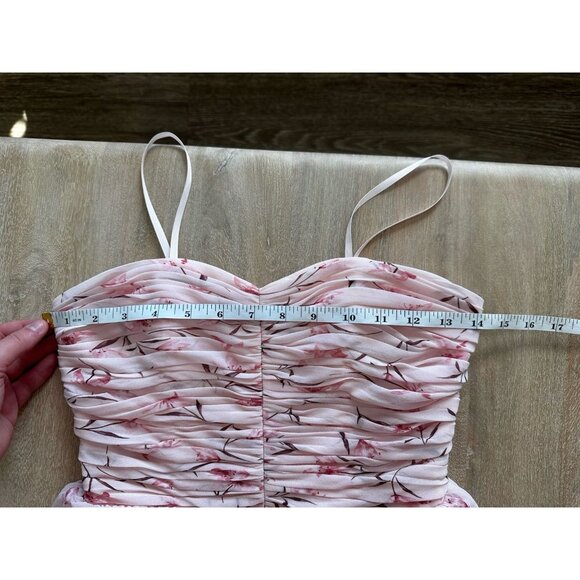 Fame and Partners NWT Miyah Strapless Floral Pink Maxi Dress Size 0 Tiered - Picture 7 of 9